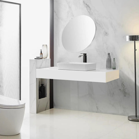 Modern bathroom with Vessel Sink Faucet Modern Waterfall In Oil Rubbed Bronze For Single Hole Install One Handle Vanity Bath Tap