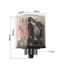 DC 12V Relay With 11 Pin 10A 250VAC Silver Alloy Contacts For Industrial Control Panels Tough As Nails High Temperature Resistant Switch For Reliable Signal Transmission, 33mm x 66mm