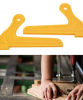 Hella Sturdy Abs Push Sticks For Woodworking Safety Featuring Sweet Grip Handle And V Notch Guide For Table Saw Router Jointer Kickback Prevention 2 Pack Kit on workbench