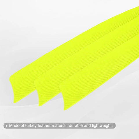 Four Inch Turkey Feather Arrow Vanes Right Wing Fletching Pack of 25 Neon Yellow Archery Vanes for DIY Target Shooting and Hunting
