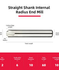 Pro Grade HSS 2 Flute Corner Rounding End Mill Cutter With Straight Shank 6mm Cutting Diameter 10mm Shank Diameter 60mm Overall Length