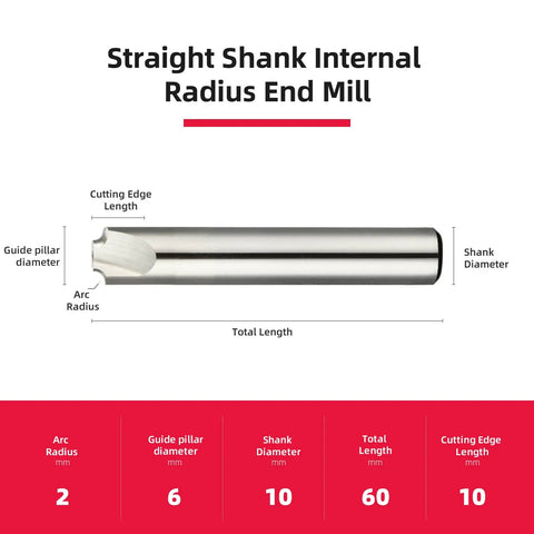 Pro Grade HSS 2 Flute Corner Rounding End Mill Cutter With Straight Shank 6mm Cutting Diameter 10mm Shank Diameter 60mm Overall Length