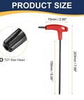 Dual End T27 Torx Key Wrench T Handle Set Pro Grade Built Tough Heavy Duty Carbon Steel with red T-handle and size details