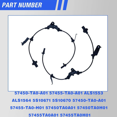 Premium Abs Wheel Speed Sensor Pair For Front Left And Right Install On Honda Accord 2008 Through 2012 And Acura Tsx 2009 Up To 2014, shows ABS sensors with connectors.