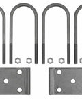 Heavy Duty Trailer Axle U Bolt Kit For 10,000 To 12,000 Lb Round Axles, 5 Inch Round, 9 Inch Grade 5 Steel U Bolts, Complete Mounting Pack With Spring Plates And Lock Nuts For Heavy Towing Needs, with U-bolts, plates, and nuts