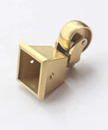 Heavy Duty Solid Brass Swivel Caster Wheels With Silent Rolling Square Cup Base, close-up of antique furniture caster.