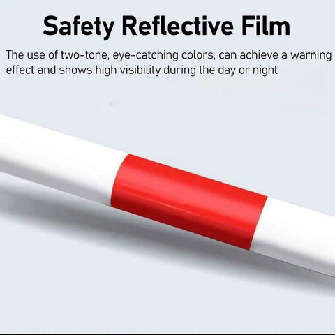 Built Like A Tank Retractable Traffic Cone Barriers With Snap Lock Posts For Parking Lots And Job Sites Heavy Duty Plastic Warning Markers For Construction Zones And Driveways Zero Fuss Setup Guaranteed, featuring red and white reflective film for high visibility.