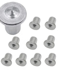 Pro Grade Dowel Alignment Pins Set, 10 Piece Steel Center Dowels In 6mm 8mm 10mm 12mm, shown in heavy duty silver.