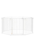 White Ultra Wide Baby Gate And Play Yard For Kid And Pet Friendly Homes Nearly 16 Feet Long Two In One Convertible Safety Barrier