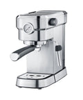 Top Shelf Semi Automatic Espresso Machine With 15 Bar Pump Pressure For Bold Italian Shots Built From Sleek Stainless Steel and Crisp Silver Trim.