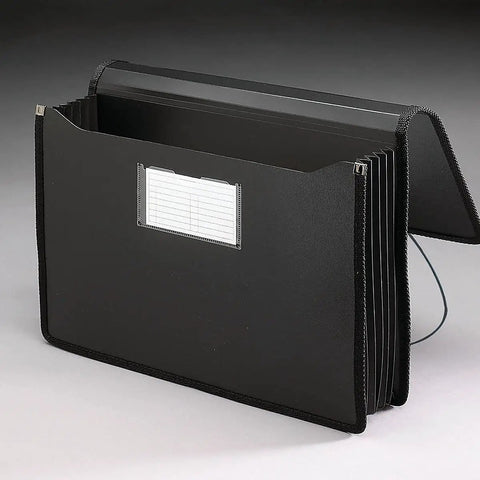 Poly Wallet Accordion File Organizer For Legal Size Documents Black 5.25 Inch Expansion Document Holder