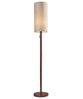 Walnut Wood Floor Lamp With Beige Linen Shade For Cozy Home Vibes, Mid Century Modern Style, Tall 65 Inch Standing