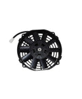 Universal 8 Inch Radiator Cooling Fan With Reversible Blades And A Hella Strong 1700 Cfm Airflow, top view with black blades and motor.