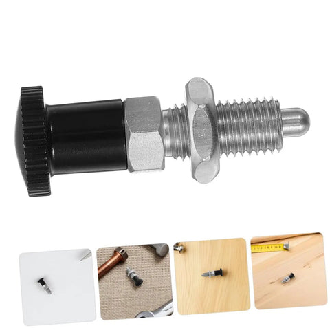 Heavy Duty Stainless Steel Indexing Plunger With Lightning Quick Reset Spring Pin For Factory Positioning And Machine Jigs, angled view showing pin and hex nut.