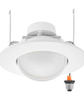 Big Time Brightness Rotatable Led Retrofit Downlight Gimbal, white finish, designed for 5 and 6 inch ceiling cuts, with plug and play feature.