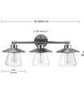Nate 5-Piece All-In-One Bathroom Set In Oil Rubbed Bronze Featuring 3-Light Vanity With Clear Glass Shades dimensions view