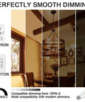 ST21 Vintage LED Edison Bulb 4.5W 40W Equivalent Dimmable Soft White 3000K showing dimming range in a dining room setting