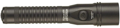 Beast-Mode 375-Lumen Dual-Switch Tactical Flashlight, rugged black design, side view showcasing grip texture and head switch access