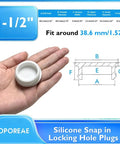 Silicone snap-in locking hole plugs (8 pcs), white, 38.6 mm, for 1-1/2" holes; Amazon brand.