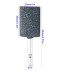 Side view of a 25mm Aluminum Oxide Mounted Grinding Stone with 1/4 inch hex shank for rotary tools, detailed measurements.