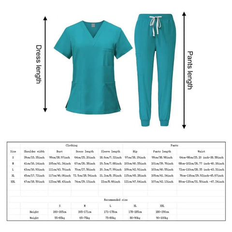 Nurse And Spa Uniform Scrub Set With Top And Jogging Pants, Machine Washable Workwear For Clinics And Beauty Pros, Blue, XXL, Easy Care