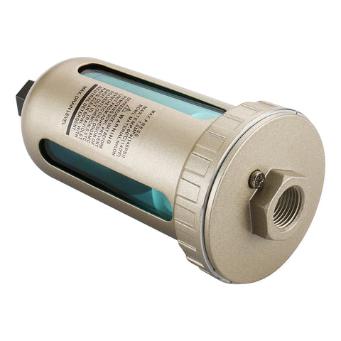 Auto Drain Valve For Air Compressor System Automatic Water Discharge Zero Air Loss Nylon Bowl Half Inch To Three Eighths Inch PT Inlets AD40204 1 MPa Keeps Your Shop Air Line Dry And Tools Protected Pro Grade, aluminum body with clear side