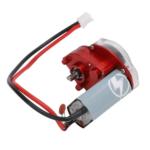 Heavy Duty RC Gearbox With 050 50T Steel Motor For RC Cars Rock Solid Sealed Transmission Box with red and silver motor for RC builds.