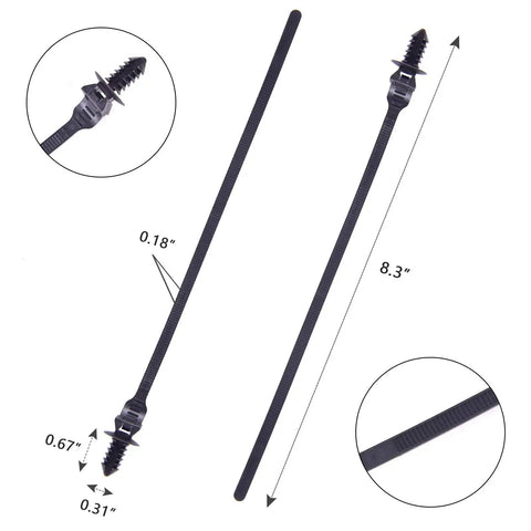 80 Pack Nylon Push Mount Cable Ties 8.3 Inches Long 0.18 Inches Wide Heavy Duty Self Locking UV Resistant Assorted Black For Indoor Wire Tying And Cable Management At Home Garage And Office