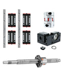 Square Linear Guide Set With SFU1605 Ballscrew And BK BF12 Coupling Nut Housing 16, rails and blocks shown