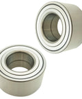Front Wheel Bearing Set Fits 2010 2015 Lexus RX 350 RX 450h, 2008 2019 Toyota Highlander, 2011 2020 Sienna Includes Driver And Passenger Side Bearings For Easy Install OEM Replacement. Two metal cylindrical bearings against white background.