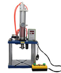 The Workshop Beast Heavy Duty Pneumatic Punch Press Machine With Adjustable Cylinder Stroke And Digital Controls For Tough Metal Fabrication Jobs 110V with air pressure gauge and control panel.
