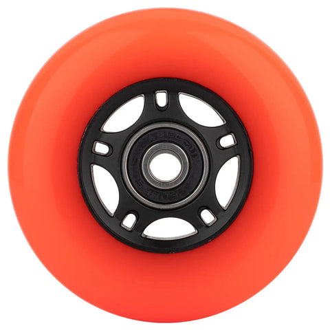 High Performance Inline Skate Wheels 4 Pack With ABEC 9 Bearings And Floating Spacers For Skates 80mm Orange close-up