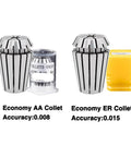 Image of Economy AA and ER Collets with specified accuracies, suitable for precision tool holding in milling applications.