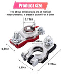 Straight Up Heavy Duty Positive And Negative Battery Terminal Connector Pair Rust Resistant Galvanized Iron Clamps dimensions with measurements.