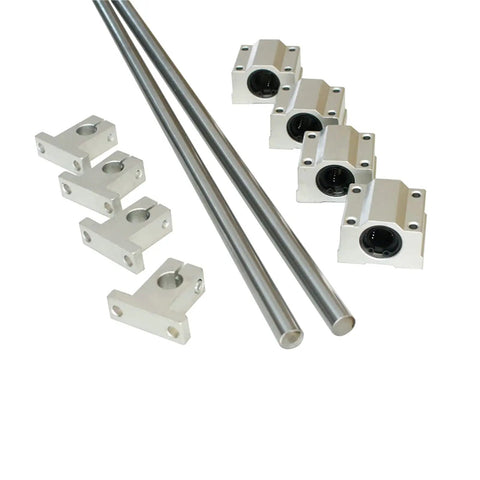 8x200mm Linear Rail Shaft Kit 2Pcs With 4 Guide Supports And 4 SC8UU Ball Bearing Slides for CNC machines and 3D printers.