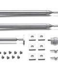 3 Pack Telescoping Measuring Stick Tap Measure Set With Long Extension Pole Reaching 94 Inches Plus Mini Ruler components shown, stainless steel rods and accessories.
