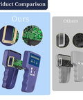 Product comparison showing Handheld 125KHz RFID Writer And Duplicator Kit and competitor device, highlighting internal components.