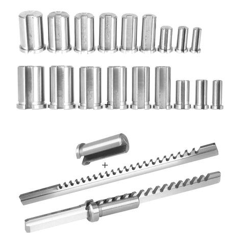 Pro Grade Keyway Broach Kit For Metalworking And Manufacturing, Rectangular Broaching Set With 5 Broaches, 18 Bushings, 7 Shims