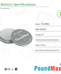 Premium Cr2450 3V Lithium Button Cell Batteries 5 Count For Car Key Fobs Remote Controls Desk Calculators And Smart Electronic Devices Delivers Big Time Power With Solid Long Haul Reliability You Can Count On, showing CR 2450 battery specifications.