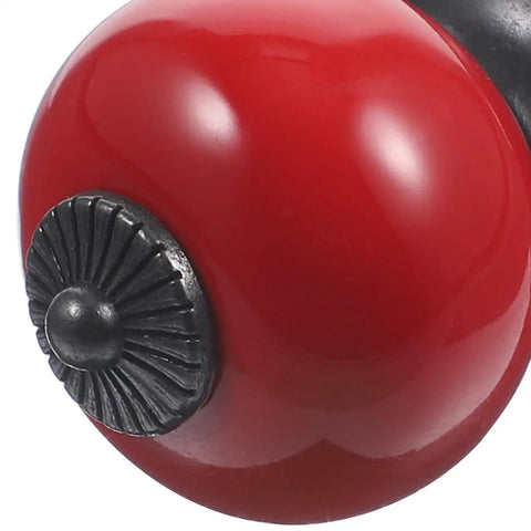 Slick Red Ceramic Cabinet Knobs With Top Notch Retro Flair For Kitchen Cupboards And Dressers One Point Five Inch Round close-up