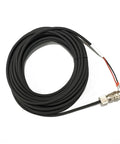 MR-BKCNS1 servo motor brake cable, coiled black cable with metal circular connector and red/black leads