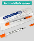 Syringes With Needle 30 Pack U-100 1ml 30G 5/16 Inch 8mm Sterile Individually Wrapped For Clear Measurements And Accurate Dosing In Lab And Medical Prep, packaged syringe