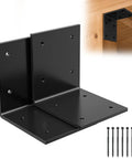 Super Strong Heavy Duty Steel L Angle Brackets Six By Six By Five Inches Two Pack For Wood shown with screws and wood frame