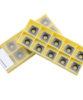 Hot Deal On Premium Hard Steel Carbide Turning Inserts For Pro Shop Guys Grab 10 Pc Set of precise cutting tools in yellow box.
