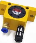 Five Piece Pneumatic Air Turbine Vibrator Kit One Eighth Inch GT Series High Speed Industrial Vibrators With Hopper Heavy Duty Aluminum Housing For Food And Pharmaceutical Use Golden, GT10 close-up