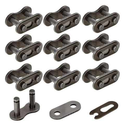 420 Chain Master Link Roller Connector Kit For 50cc To 212cc Dirt Bikes ATVs Go Karts And Mini Bikes Ten Pack Replacement Fits TaoTao Coolster Coleman Baja And More showing 10 metal connector links