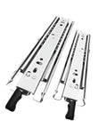 Pair of heavy duty drawer runners with lock, full extension ball bearing slides, 68Kg capacity, campervan ready drawer system