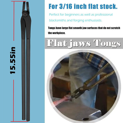 Flat jaw tongs from Forging Tongs Set For Knife Making And Blacksmithing, 5 Piece Kit Includes Flat Jaw Tongs, Square Jaw Tongs