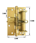 Hella Sturdy Automatic Self Closing Door Hinge Spring Loaded Cabinet Hardware with dimensions 100mm x 65mm, shown in gold finish.