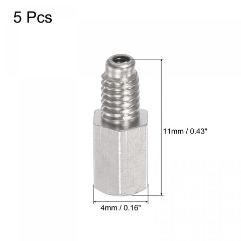 Brass Straight Grease Fitting M3 x 0.5mm Thread Hydraulic Fittings Accessories 5 Pcs close-up with dimensions visible.